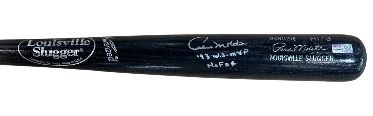 Paul Molitor Signed LS Game Model Bat 93 WS MVP HOF 04 Auto Tristar COA Brewers