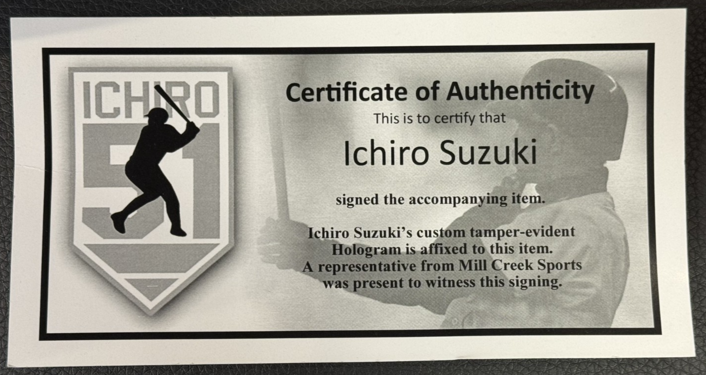 Ichiro Suzuki Signed MLB HOF Logo Baseball Mariners HOF 25 Autograph BAS COA