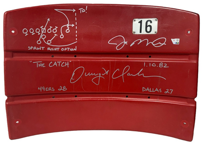 Joe Montana Dwight Clark Signed Seatback "The Catch" insc Auto Fanatics SF 49ers