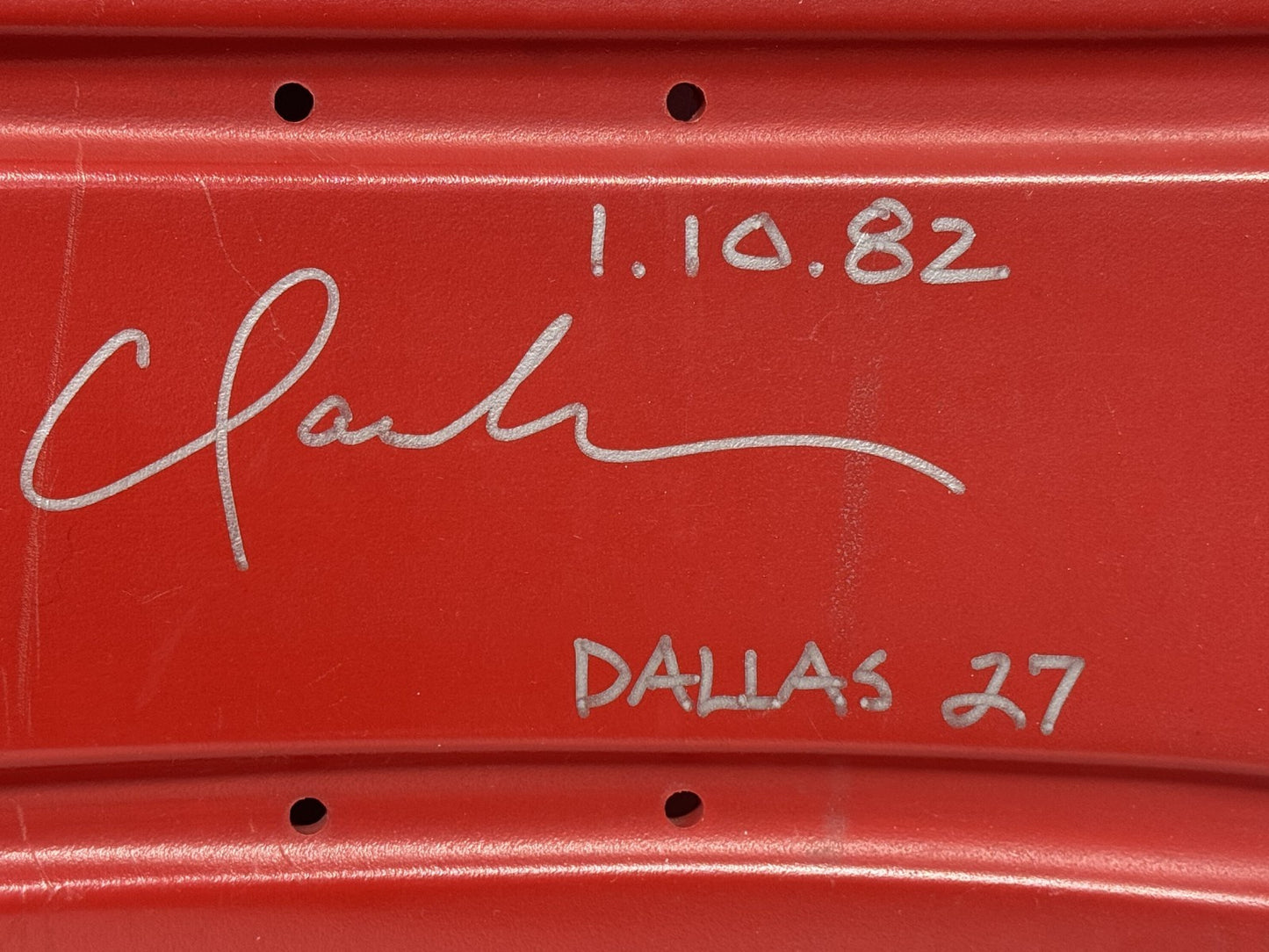 Joe Montana Dwight Clark Signed Seatback "The Catch" insc Auto Fanatics SF 49ers