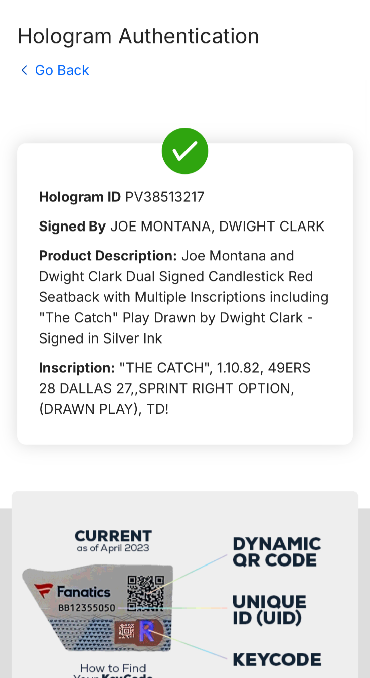 Joe Montana Dwight Clark Signed Seatback "The Catch" insc Auto Fanatics SF 49ers