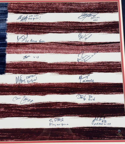1980 USA Hockey Team Signed Flag Photo Framed ins 16 Auto Jim Craig Steiner COA