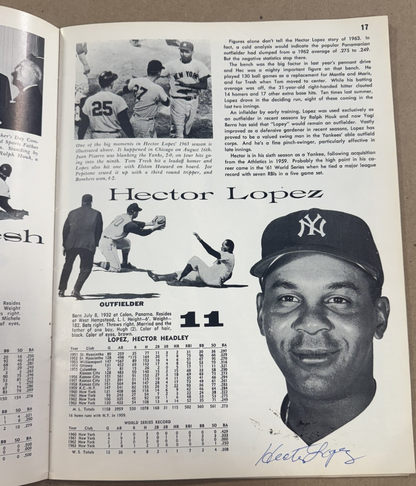 1964 NY Yankee Yearbook 4 Auto Blanchard Pepitone Lopez Tresh Auto CBM COA