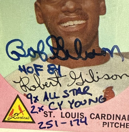 1959 Topps Bob Gibson #514 Rookie Signed Stat HOF Cy 9x All Star 251 Auto  BAS