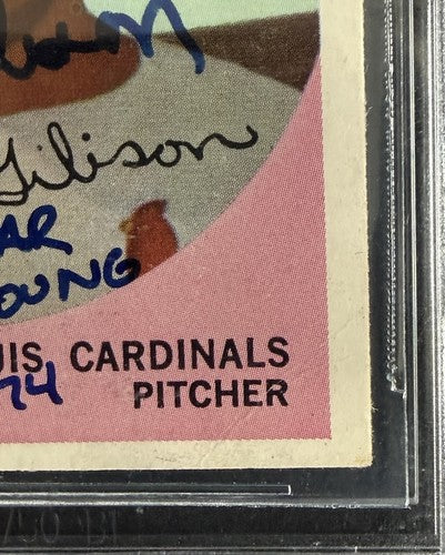 1959 Topps Bob Gibson #514 Rookie Signed Stat HOF Cy 9x All Star 251 Auto  BAS
