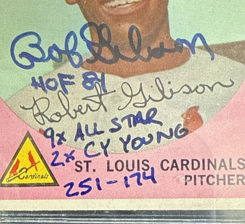 1959 Topps Bob Gibson #514 Rookie Signed Stat HOF Cy 9x All Star 251 Auto  BAS
