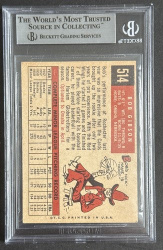 1959 Topps Bob Gibson #514 Rookie Signed Stat HOF Cy 9x All Star 251 Auto  BAS