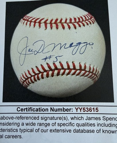 Joe DiMaggio Signed Official American League Baseball #5 Auto Rare JSA Loa HOF