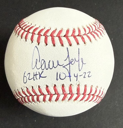 Aaron Judge Signed Official MLB Baseball Yankees 62 HR 10-4-22 Auto Fanatics COA