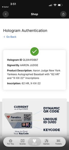 Aaron Judge Signed Official MLB Baseball Yankees 62 HR 10-4-22 Auto Fanatics COA