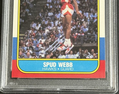 SPUD WEBB 1986-87 Fleer Basketball Rookie Card RC #120 PSA 8 NM-Mint Slam Dunk