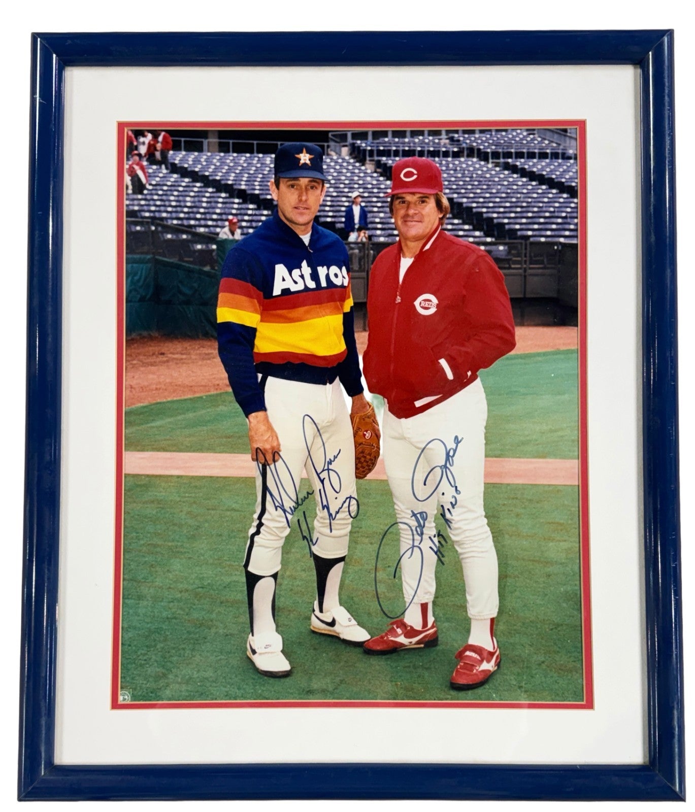 Pete Rose Nolan Ryan Signed 16x20 Framed Photo Hit & K Kings Ins Auto Ryan Coa