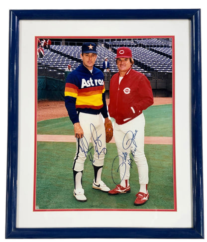 Pete Rose Nolan Ryan Signed 16x20 Framed Photo Hit & K Kings Ins Auto Ryan Coa