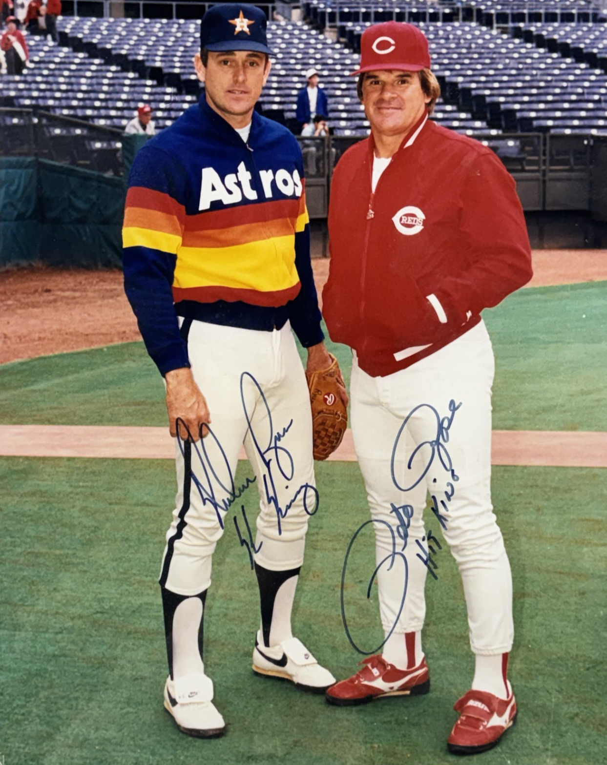 Pete Rose Nolan Ryan Signed 16x20 Framed Photo Hit & K Kings Ins Auto Ryan Coa