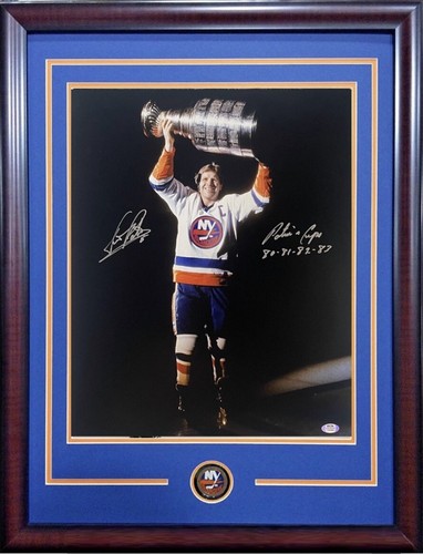 Denis Potvin Signed 16x20 Framed Photo Potvin’s Cups Islanders Auto PSA COA
