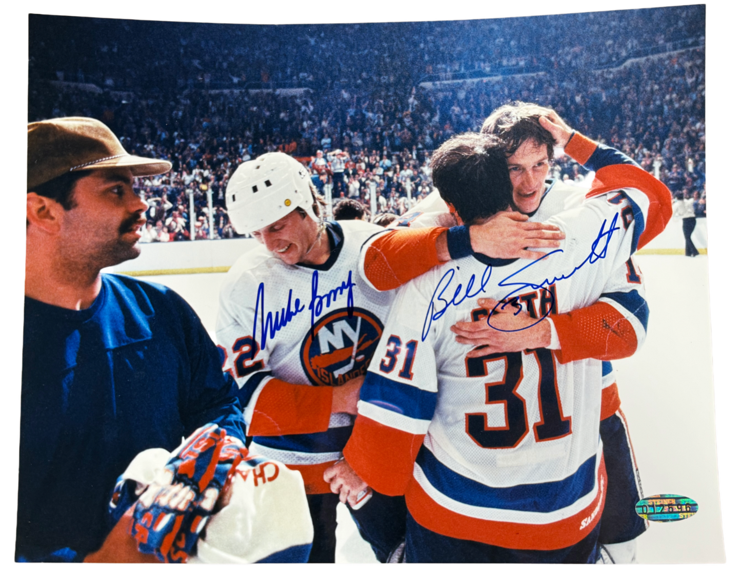 Mike Bossy Billy Smith Signed 8x10 Photo Framed Islanders Cup HOF Auto Steiner