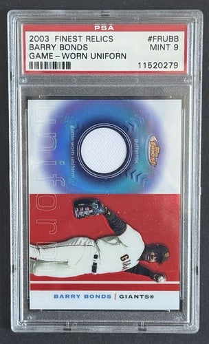 Barry Bonds 2003 Topps Finest #FRU-BB Game Used Jersey Patch PSA 9 Mint
