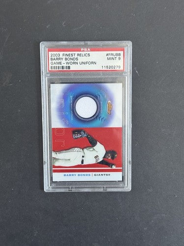 Barry Bonds 2003 Topps Finest #FRU-BB Game Used Jersey Patch PSA 9 Mint