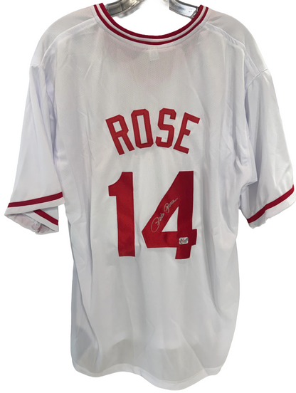 Pete Rose Signed 14 Hit King Jersey Auto Fiterman Sports COA Cincinatti Reds