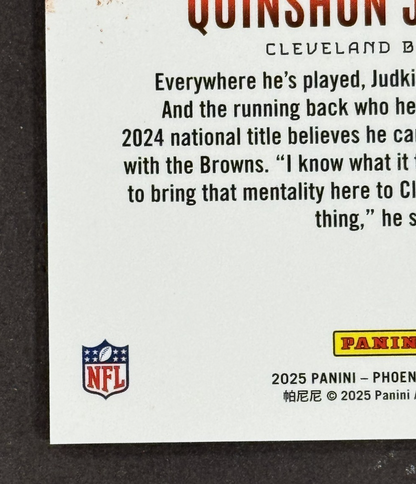 2025 Panini Phoenix Football Quinshon Judkins Color Blast #8 SSP RC Browns
