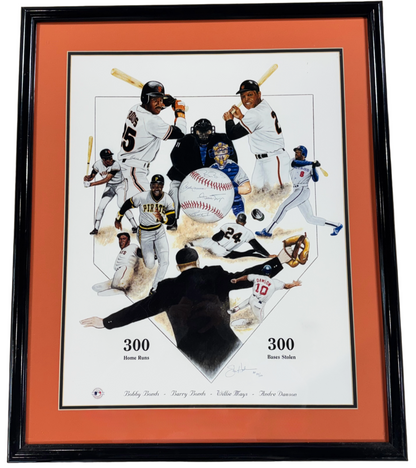 Barry Bonds Willie Mays Dawson 300 Hr SB SIGNED 20x24 Framed Photo /100 Auto JSA
