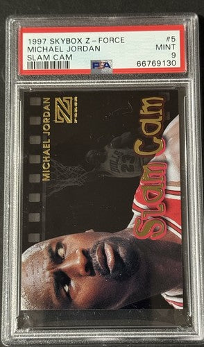 MICHAEL JORDAN 1997 SKYBOX Z-FORCE SLAM CAM #5 SP Insert PSA 9 MINT HOF Bulls