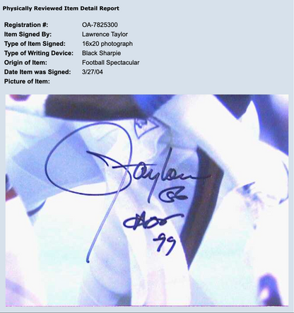 John Elway Lawrence Taylor Signed 16x20 Photo Framed Auto OA Triumph COA HOF