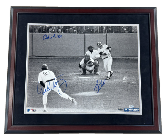 Bucky Dent Mike Torrez Signed 16x20 Framed HR Photo 10/2/78 ins Auto Steiner MLB