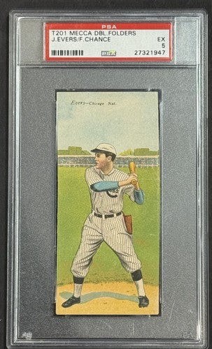 1911 T201 Mecca Frank Chance /Johnny Evers Cubs HOF PSA 5 EX Beauty Looks Nicer