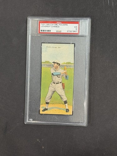 1911 T201 Mecca Frank Chance /Johnny Evers Cubs HOF PSA 5 EX Beauty Looks Nicer