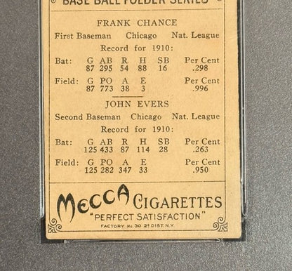 1911 T201 Mecca Frank Chance /Johnny Evers Cubs HOF PSA 5 EX Beauty Looks Nicer