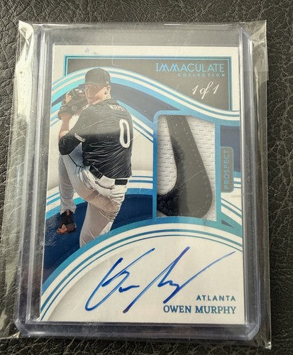 Owen Murphy 1/1 2023 Immaculate Prospect Rookie Auto Nike Swoosh Patch Braves Rc