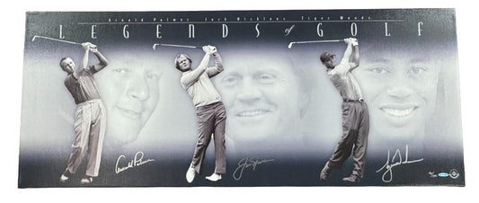 Tiger Woods Nicklaus Palmer Signed Stretched Canvas /150 Golf Legends Auto UDA