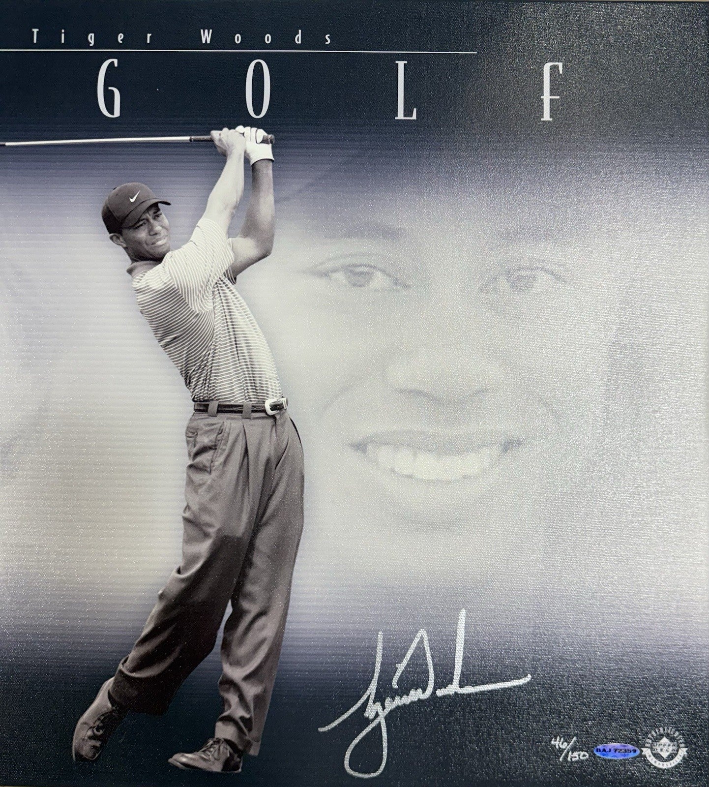 Tiger Woods Nicklaus Palmer Signed Stretched Canvas /150 Golf Legends Auto UDA