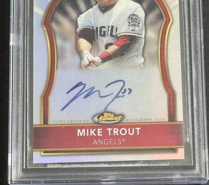 2011 Mike Trout Topps Finest Refractor Rookie /499 BGS 9 /10 Auto Mint Rc
