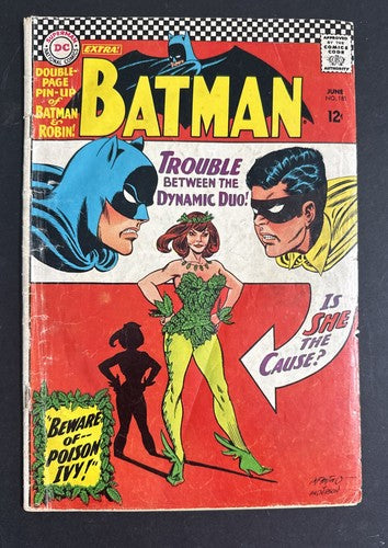 Batman #181 1966 1st App. Poison Ivy WITH PIN-Up Batman & Robin Original Comic