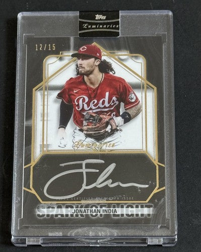 2022 Panini Luminaries Jonathan India Spark Of Light Auto #12 /15 Reds Sealed MT