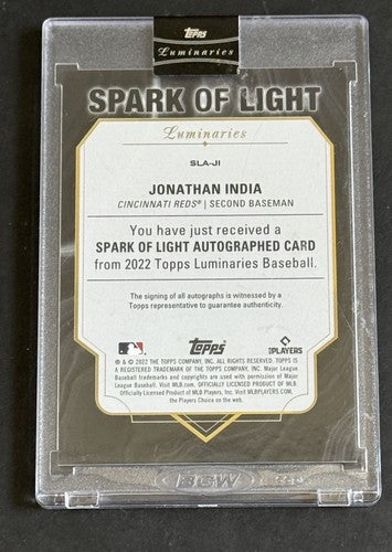 2022 Panini Luminaries Jonathan India Spark Of Light Auto #12 /15 Reds Sealed MT