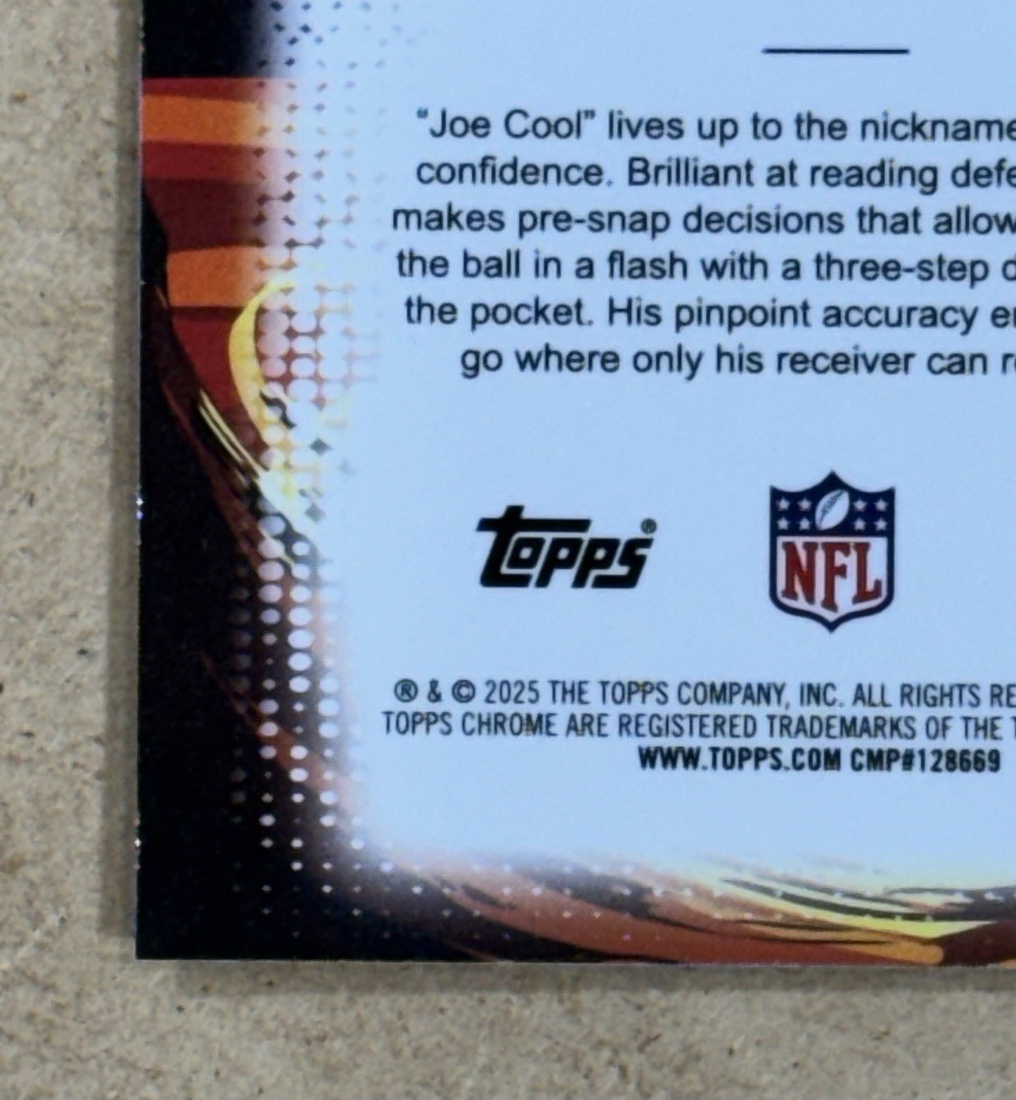 2025 Topps Chrome NFL  Joe Burrow Ultraviolet SSP Cincinnati Bengals QB Case Hit