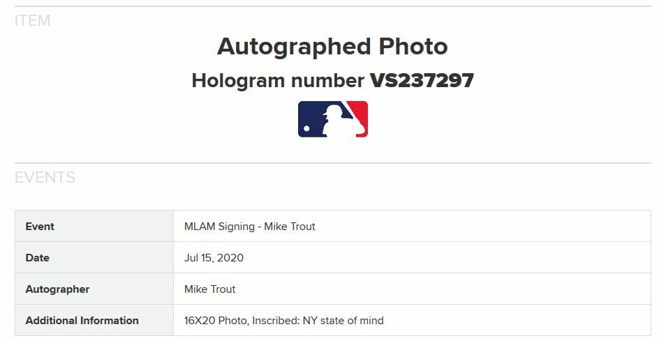 Mike Trout signed 16x20 Framed photo NY State of Mind auto Citified MLB Holo /10