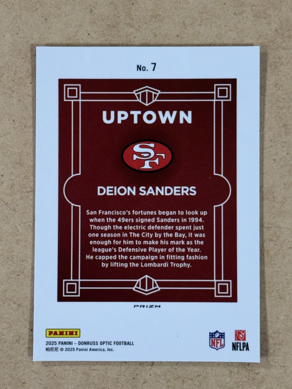 2025 Panini Optic Football Deion Sanders #7 Uptown Case Hit SF 49ers DPOY HOF