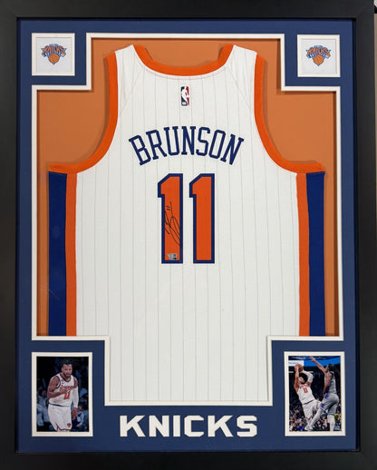 Jalen Brunson Signed Framed City Edition Nike Jersey NY Knicks Auto Fanatics COA