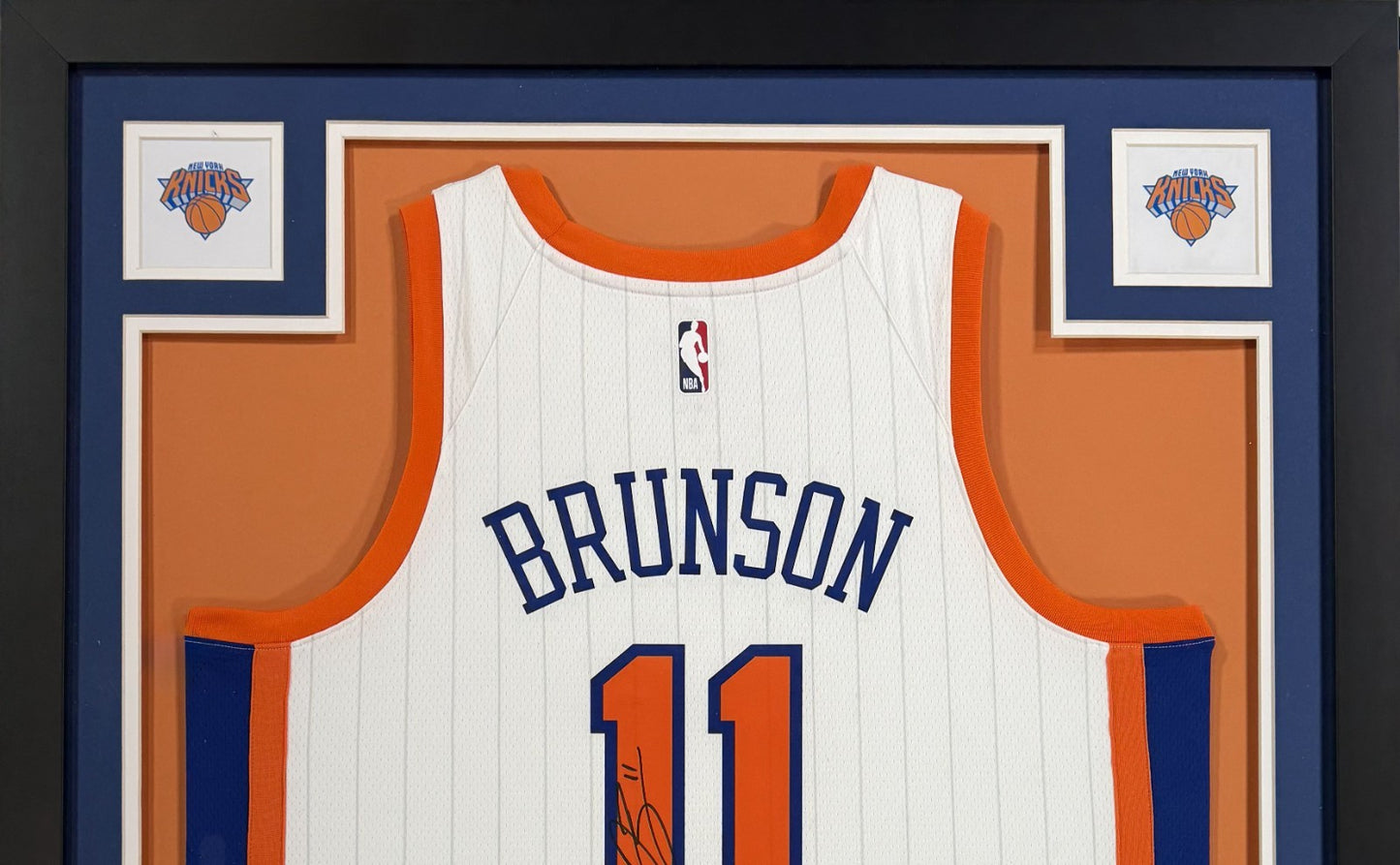 Jalen Brunson Signed Framed City Edition Nike Jersey NY Knicks Auto Fanatics COA