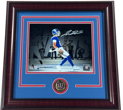 Jaxson Dart Signed 8x10 Framed Photo NY Giants 1st Career TD Auto Fanatics COA