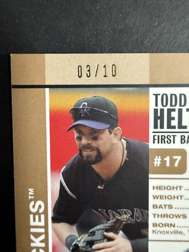 Todd Helton Garrett Atkins 2008 Topps Co-Signers #42 Gold 3/10 Mint Rockies