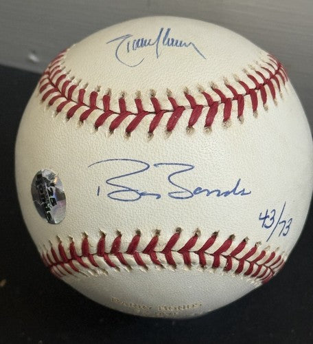 Barry Bonds & Randy Johnson Signed MLB Baseball 5x Cy MVP Stat Auto Goldin Coa