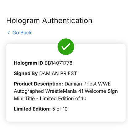 Damien Priest Signed Wrestlemania 41 Mini Title Belt LE /10 Auto Fanatics COA