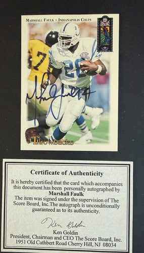 MARSHALL FAULK 1994 Classic Throwbacks T12 Rookie Signed Mint Auto LE Goldin Coa