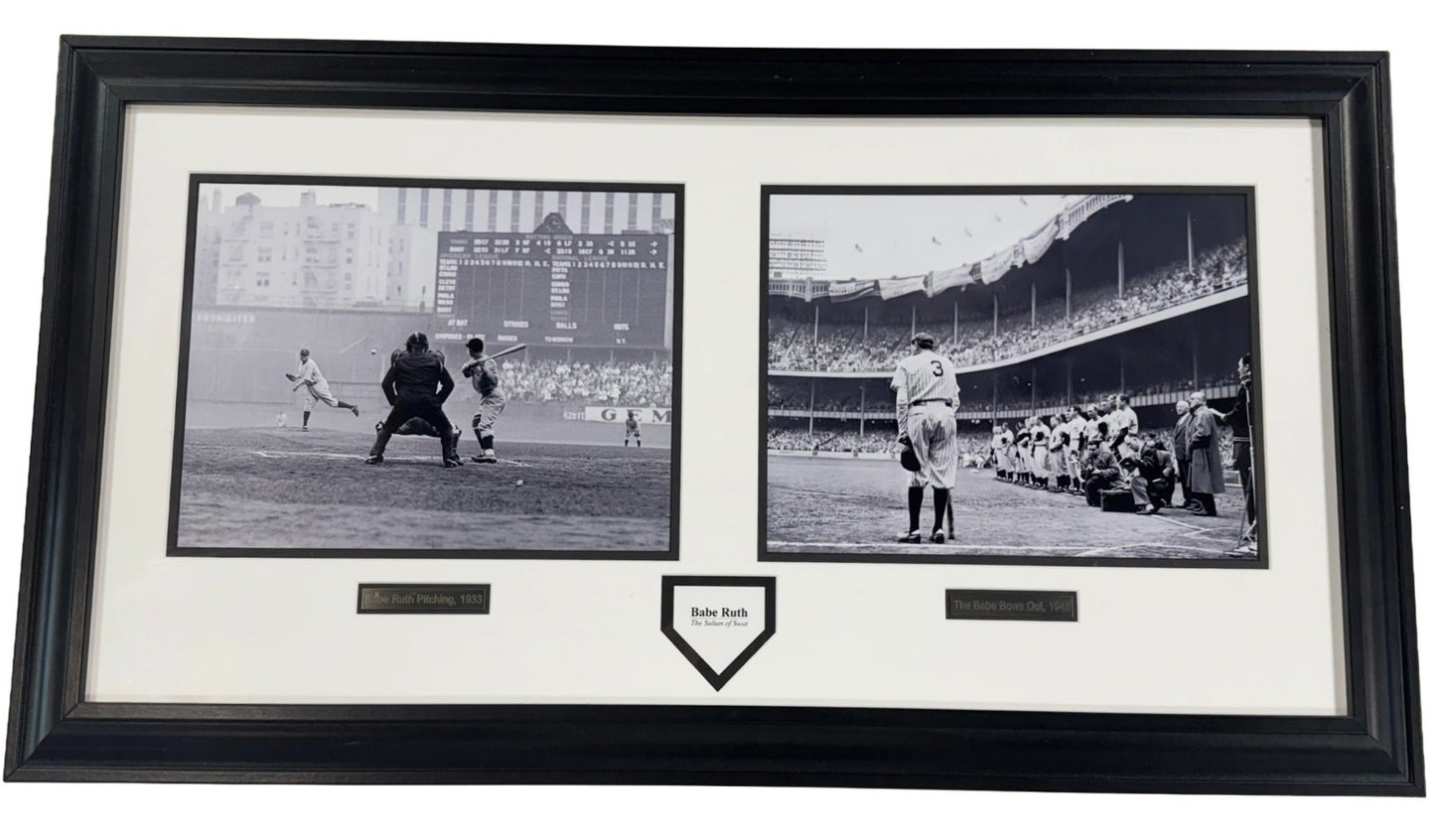 Babe Ruth The Babe Bows Out Nat Fein Framed Diptych Photo Off Negative Yankees