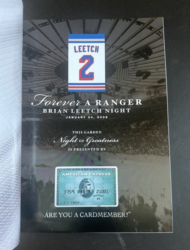 BRIAN LEETCH NY RANGERS RETIREMENT NIGHT PROGRAM # 2 Forever A Ranger Limited
